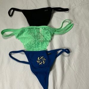 PINK Victoria's Secret Black, Mint, and Royal Blue Panty Set